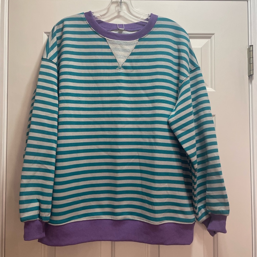 Striped Teal and Purple Arabess Top Free People Vibes NWT